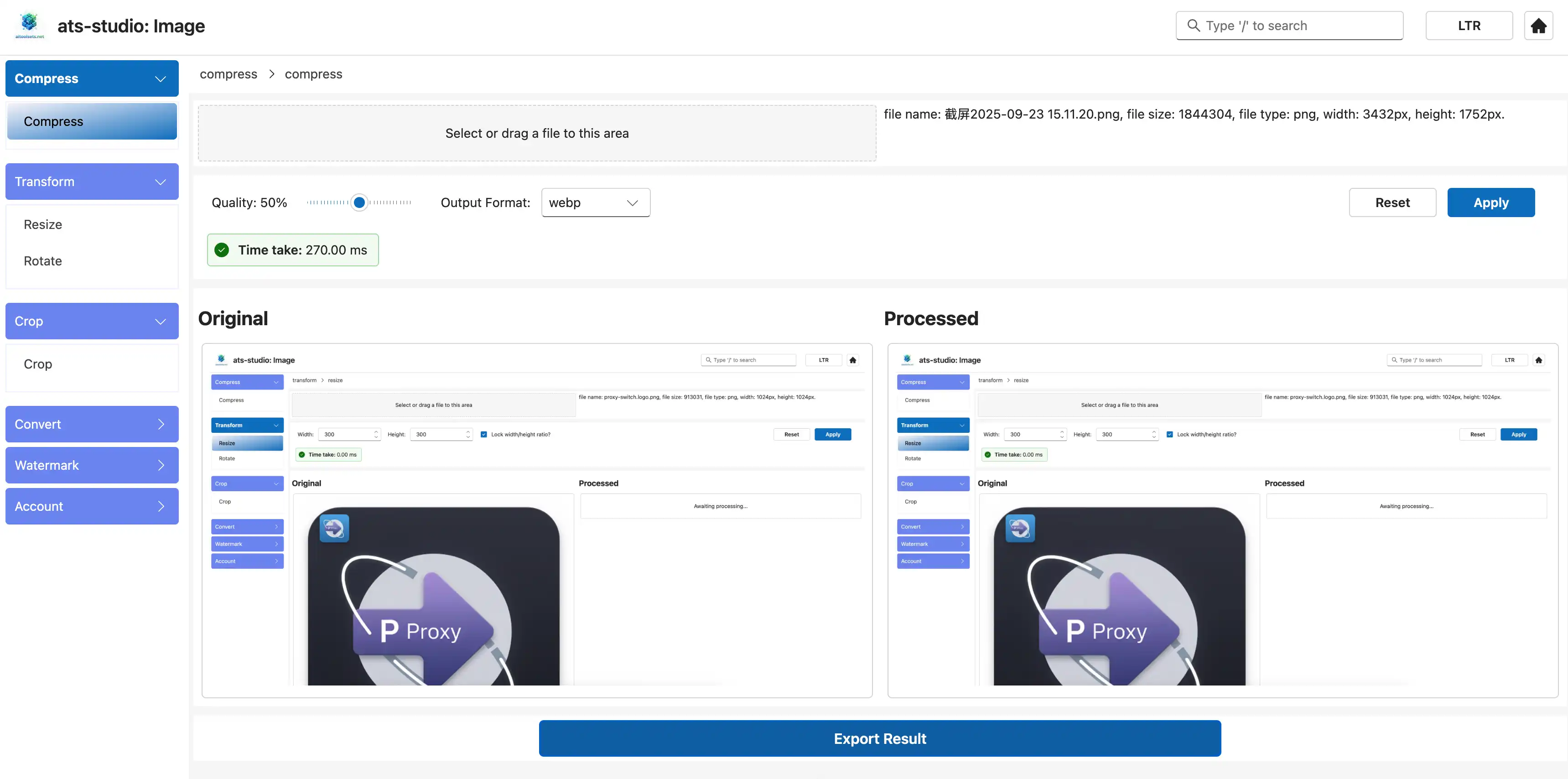 Compress Tool, show